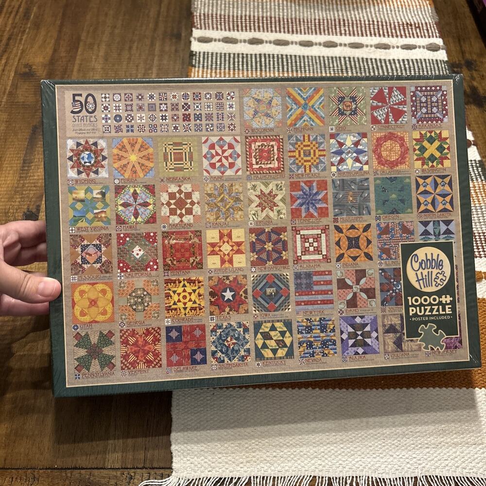 Cobble Hill / 50 States Quilt Blocks / 1000 Piece Jigsaw Puzzle / New & Sealed